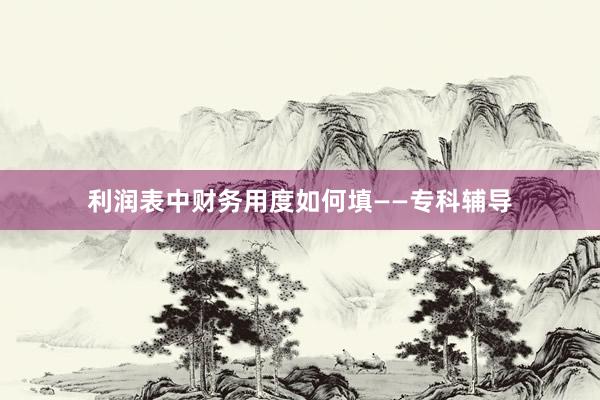 利润表中财务用度如何填——专科辅导